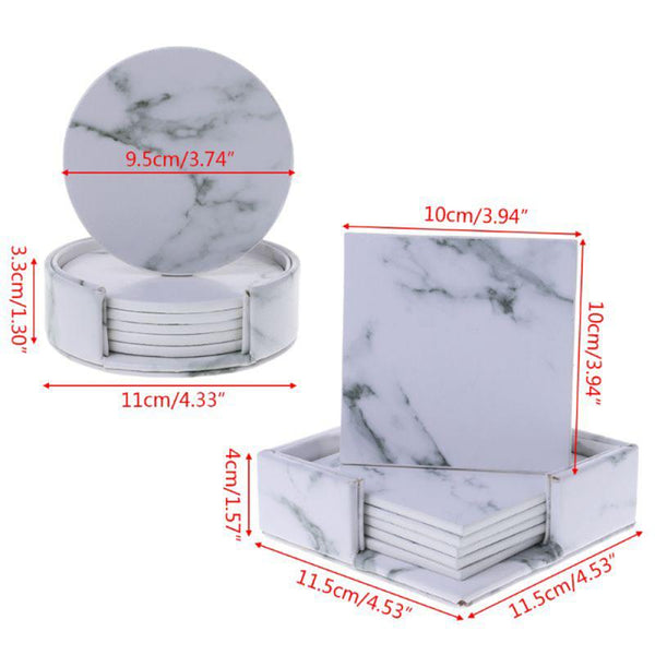 6 pc Tableware Black Marble Drink Coasters For Cups