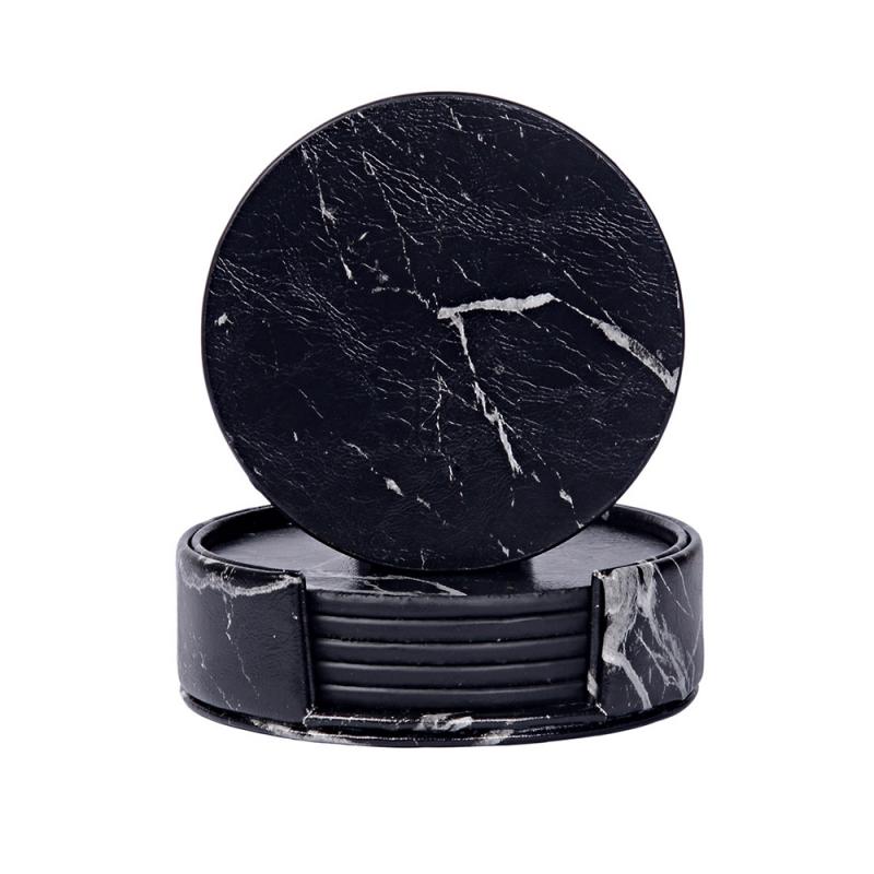 6 pc Tableware Black Marble Drink Coasters For Cups