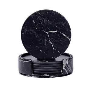 6 pc Tableware Black Marble Drink Coasters For Cups