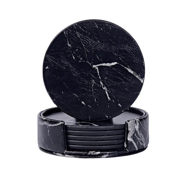 6 pc Tableware Black Marble Drink Coasters For Cups