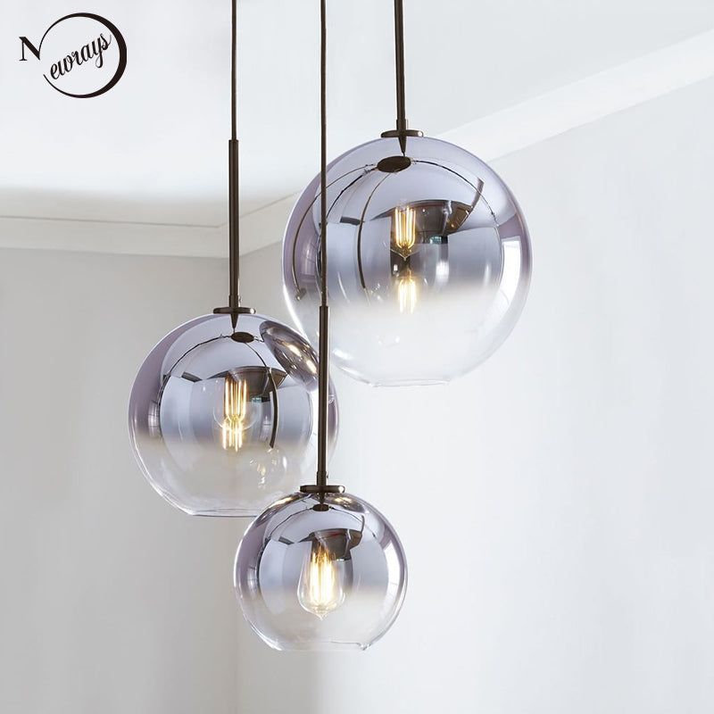 Ombre Gradient Sphere Suspension Luminaire Lamp For Decor