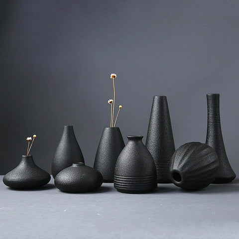 1 pc Miniature Black Ceramic Vase Home Decoration