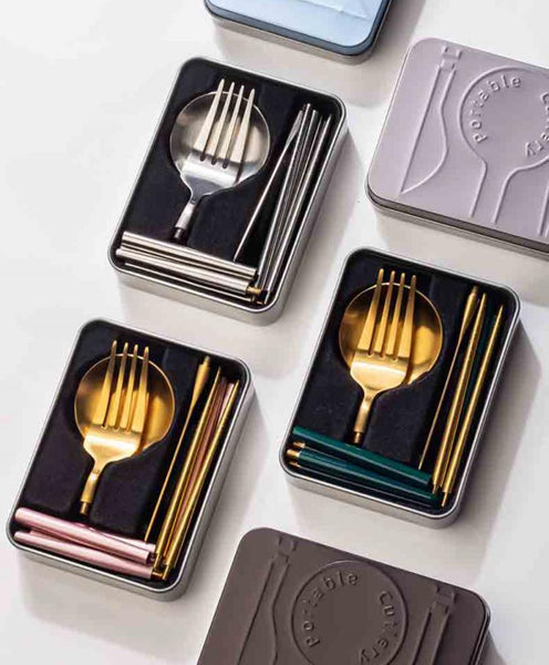4 pcs Travel Fork and Spoon Set for Work