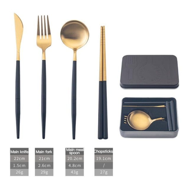 4 pcs Travel Fork and Spoon Set for Work