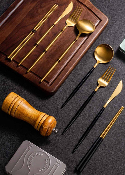 4 pcs Travel Fork and Spoon Set for Work
