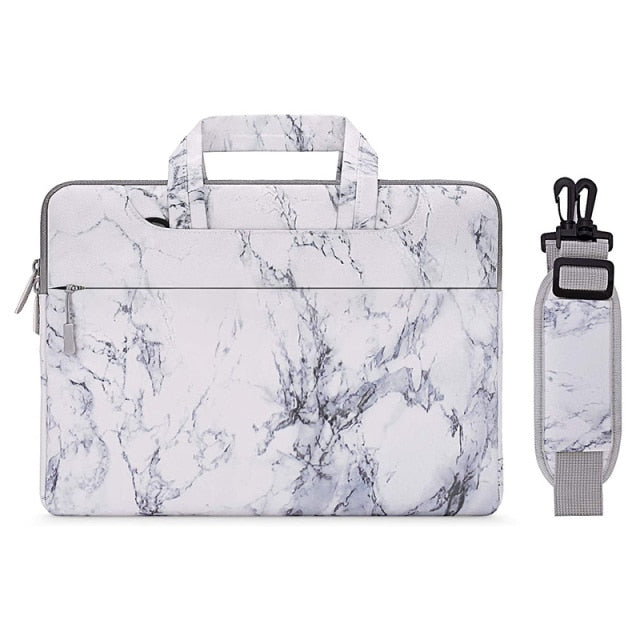 Marble Finish Laptop Briefcase with Strap