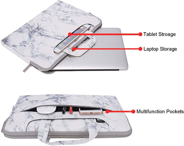 Marble Finish Laptop Briefcase with Strap