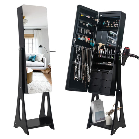 Black Space Saving Storage Mirror Box
